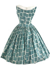 Vintage 1950s Blue Trellis Novelty Print Dress - NEW!