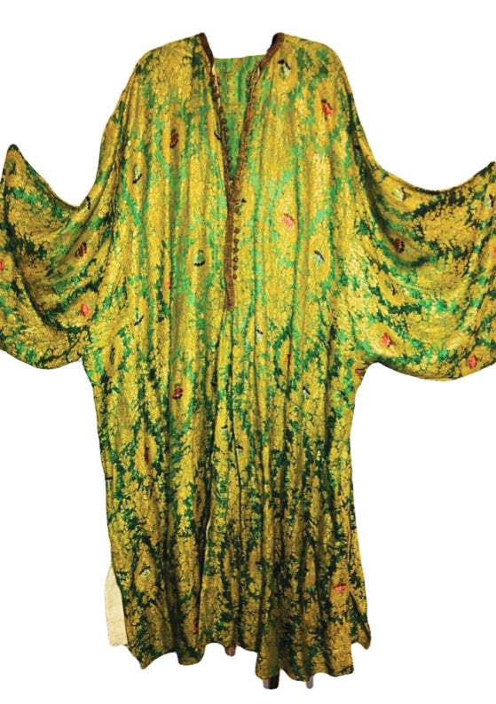 Rare 1920s Lame Gold, Green & Red Floral Kaftan - New! (Special Order )