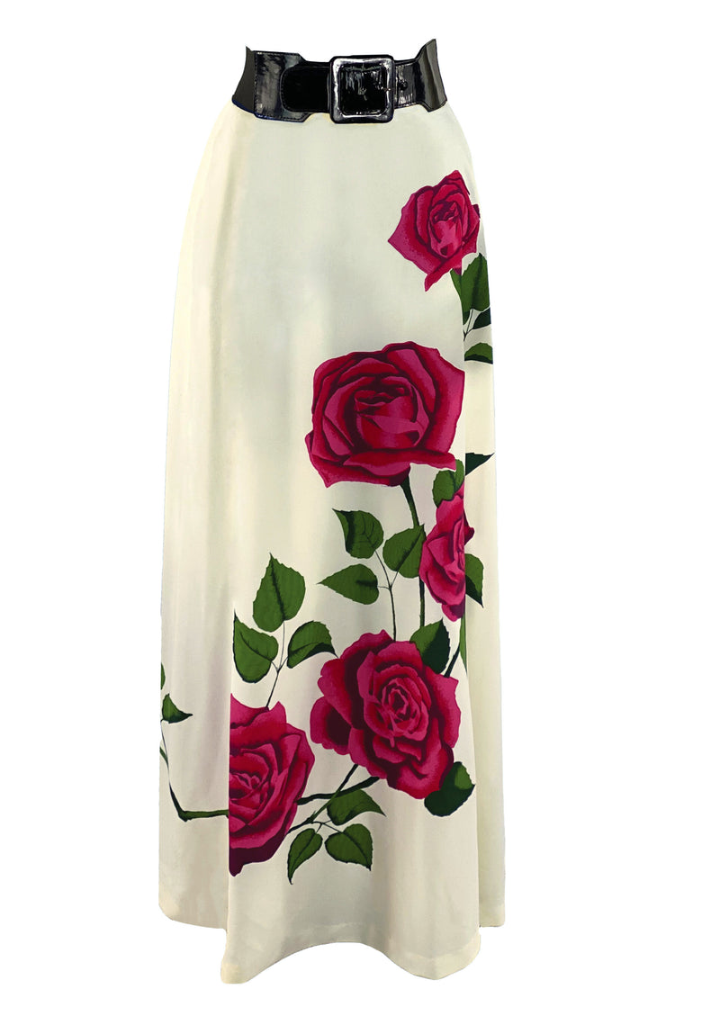 Vintage 1970s Red Roses Shaheen S4signer Maxi Skirt - New!
