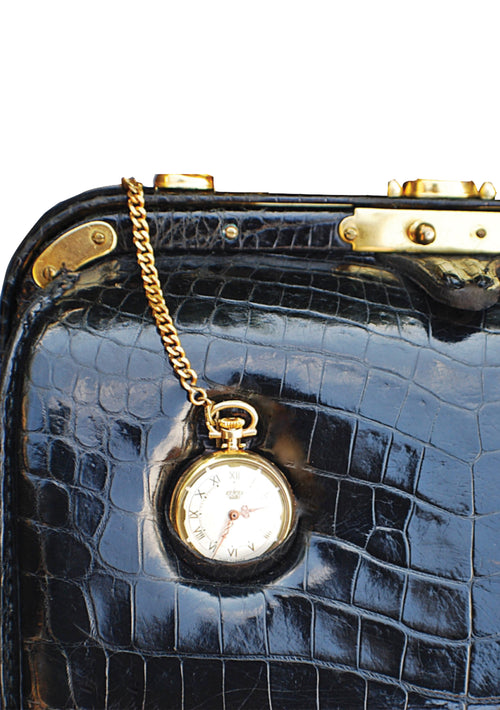 RARE Lederer 60's Designer Pocket Watch Crocodile Handbag- New