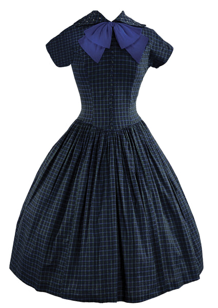 Vintage 1950s Black and Blue Plaid Day Dress- NEW! – Coutura Vintage