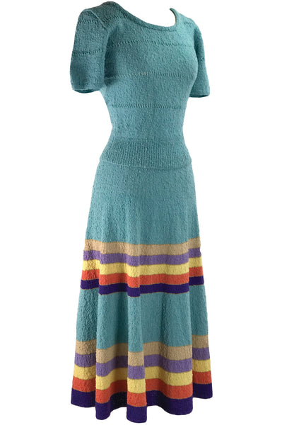 Rare 1940s Cotton Knit Rainbow Dress Ensemble- New! – Coutura Vintage