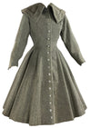 Dramatic 1950s Grey Flecked Wool Princess Coat- NEW!