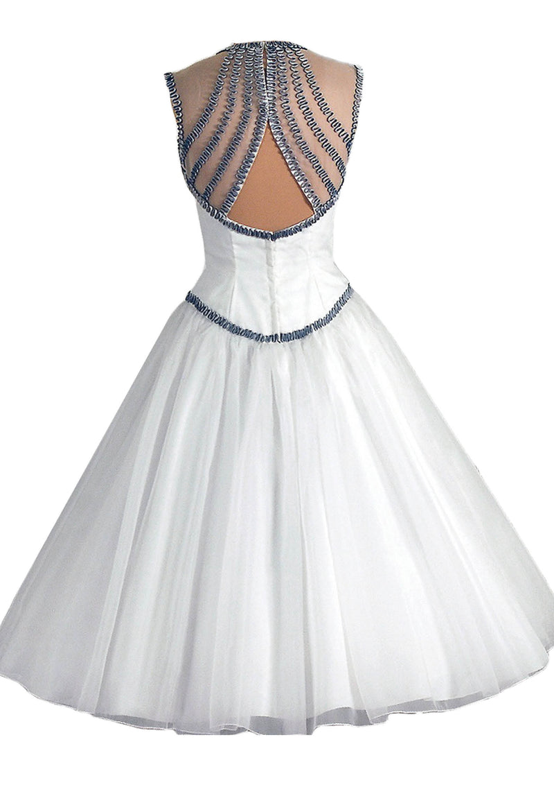 1950s White Chiffon Wedding/Party Dress - New!