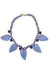 1940s Bakelite Cherries & Blue Celluloid Leaves Necklace - New!