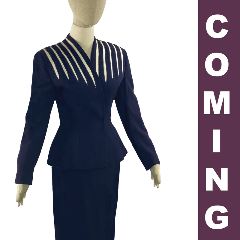 1950s Navy and White Lilli Ann Suit