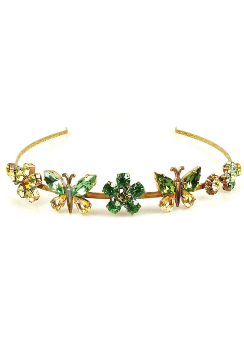 Attractive Emerald and Peridot Green Crystal Headband