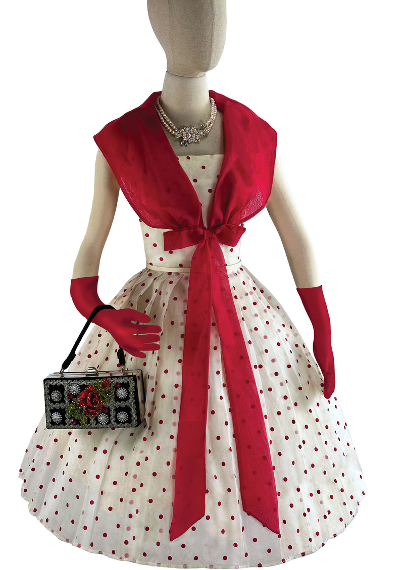 Vintage 1950s Red & White Polka Dot Dress - NEW!