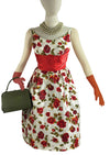 Vintage Late 1950s Red Roses Designer Dress- NEW!