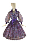 Vintage 1950s Purple Floral Chiffon Dress - NEW!