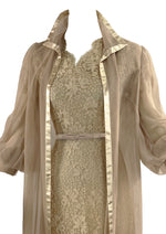 Vintage 1950s Latte Coloured Lace Dress & Coat Ensemble - NEW!