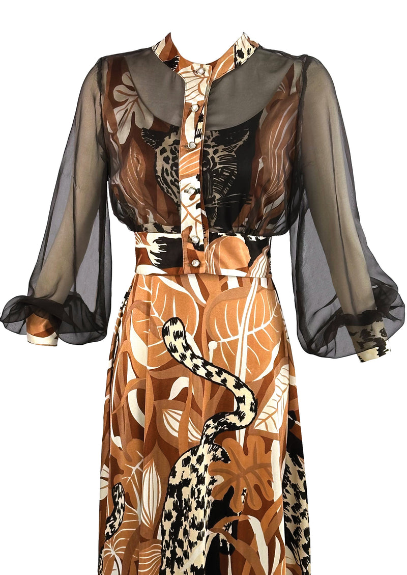 Vintage 1970s Leopard Print Maxi dress and Jacket Ensemble- NEW!
