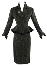 Vintage 1950s Black and Cream Flecked Wool Designer Suit - NEW!