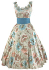 (RESERVED) 1950s Polished Cotton Floral Dress With Appliqués- NEW!