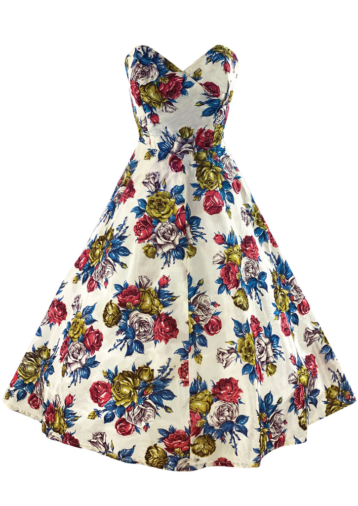 Late 1950s to Early 1960s Rose Bouquet Strapless Dress - NEW!