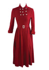 Vintage 1940s Red Wool Military-look Dress - NEW!