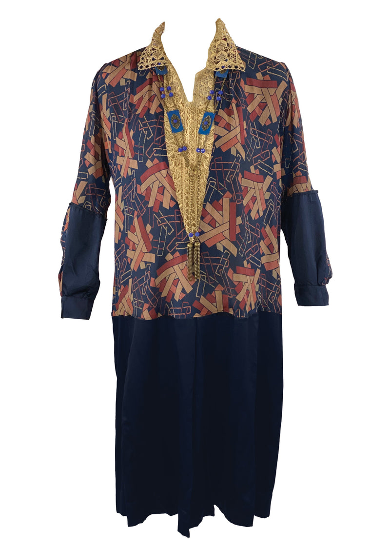Vintage 1920s Navy Blue Dropped Waist Dress - NEW!