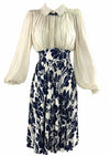 Vintage 1940s Cream and Black Floral Day Dress- NEW!