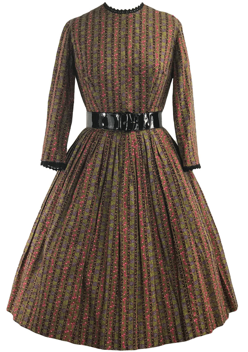 Late 1950s Early 1960s Deadstock Foulard Print Cotton Dress - New!