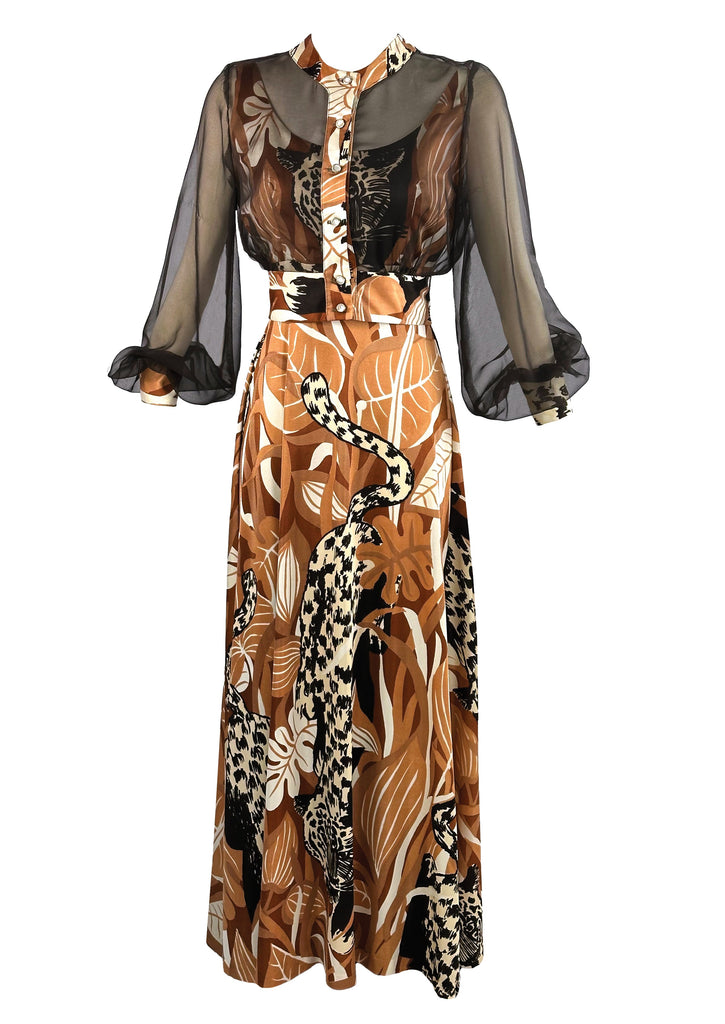 Vintage 1970s Leopard Print Maxi dress and Jacket Ensemble- NEW!