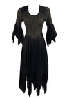 Vintage Late 1960s Black Handkerchief Hem Dress - NEW!