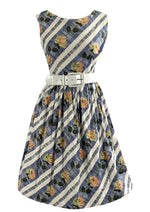 Late 1950s to Early 1960s Diagonal Roses Cotton Dress - NEW!