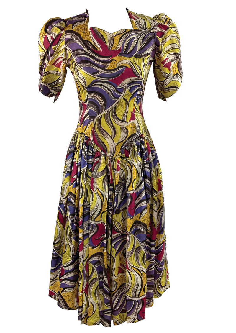 Vintage 1940s Abstract Floral Day Dress - NEW!