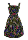 Late 1950s Ranunculus Floral Cocktail Dress with Velvet and Sequins - NEW!