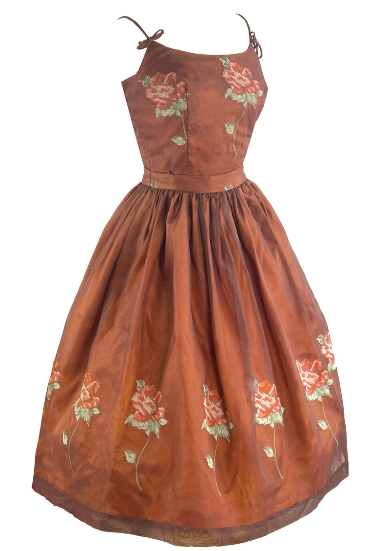 Late 1950s to Early 1960s Bronze Roses Dress Set- NEW!