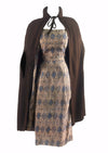 Vintage 1950s Dress and Cape Ensemble in Chocolate Tones - NEW!