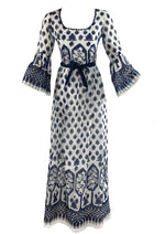 Vintage Late 1960s to 1970s Navy and White Maxi Dress - NEW!