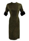 Vintage 1960s Dark Olive Green Lurex Wiggle Dress - NEW!