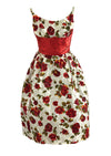 Vintage Late 1950s Red Roses Designer Dress- NEW!