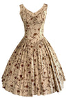 Vintage 1950s Mocha Novelty Dress with Parisienne Faces - New!