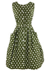 Late 1950s to Early 1960s Olive Green and White Dress  - NEW!
