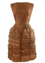 Late 1950s to Early 1960s Copper Ruched Cocktail Dress - NEW!