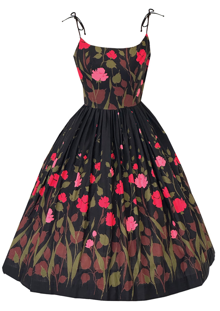 Vintage 1950s Pink Roses Border Print Sundress- NEW!