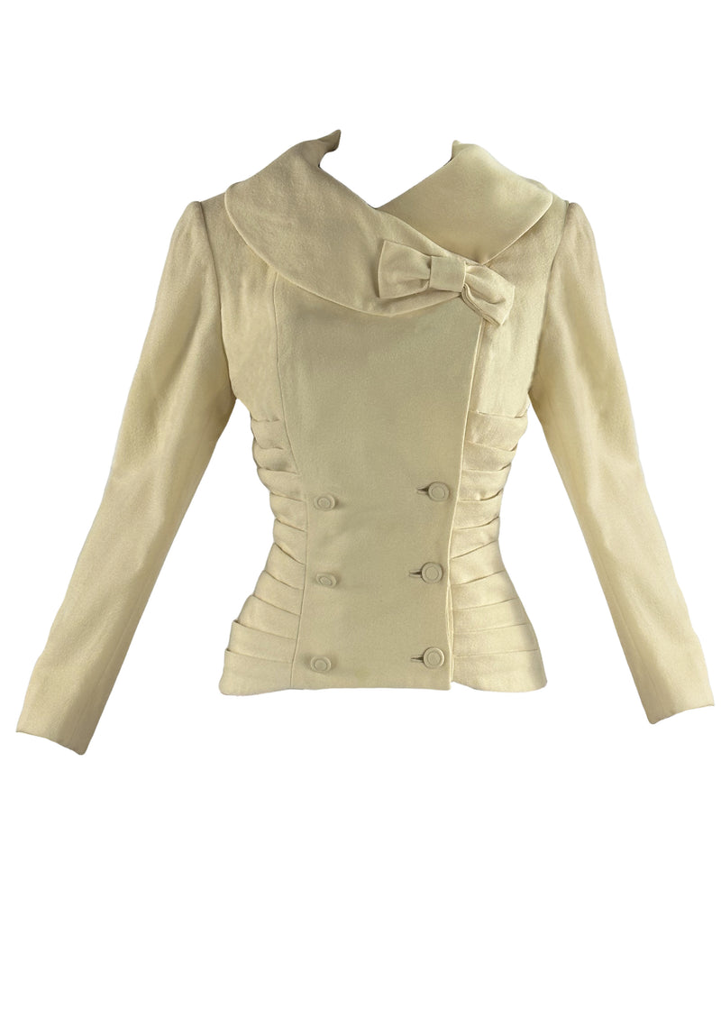 Vintage 1950s Cream Wool Crepe Lilli Ann Jacket- NEW!