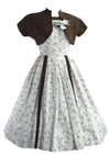 1950s Brown and White Criss Cross Pattern Dress and Bolero- New!