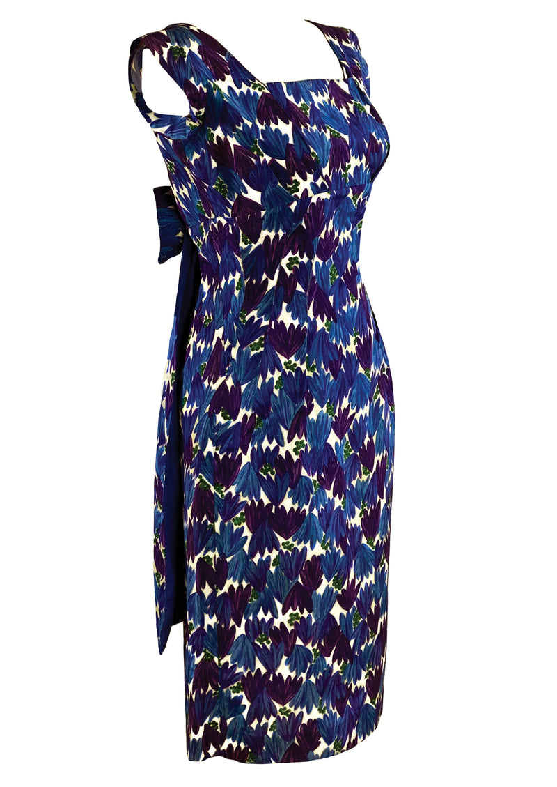 Late 1950s Designer Tulip Print Wiggle Dress- NEW!