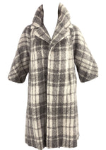 Vintage Late 1950s Lilli Ann Cream and Taupe Plaid Designer Coat - NEW!