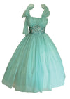 Late 12950s Seafoam Green Cocktail Dress with Sequin Cummerbund - NEW!