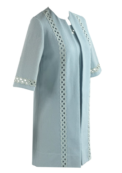Vintage 1960s Light Blue Dress and Coat Ensemble- NEW!