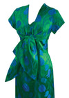 Early 1960s Blue/Green Brocade Dress and Jacket Ensemble- NEW!