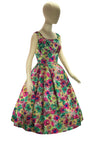 Vintage 1950s Painterly Floral Silk Party Dress - New!