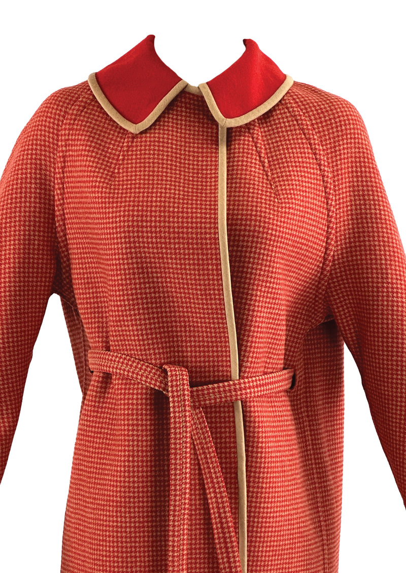 Vintage 1960s Red and Cream Mod Wool Coat - NEW!