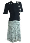 Late 1930s to Early 1940s Duck Egg Blue and Black Summer Suit- NEW!