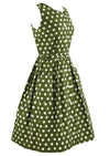 Late 1950s to Early 1960s Olive Green and White Dress  - NEW!