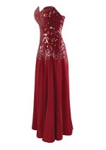 Vintage late 1980s to Early 1990s Red Sequin Chiffon Gown - NEW!