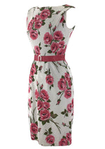 Late 1950s to Early 1960s Pink Roses Cotton Wiggle Dress- New!